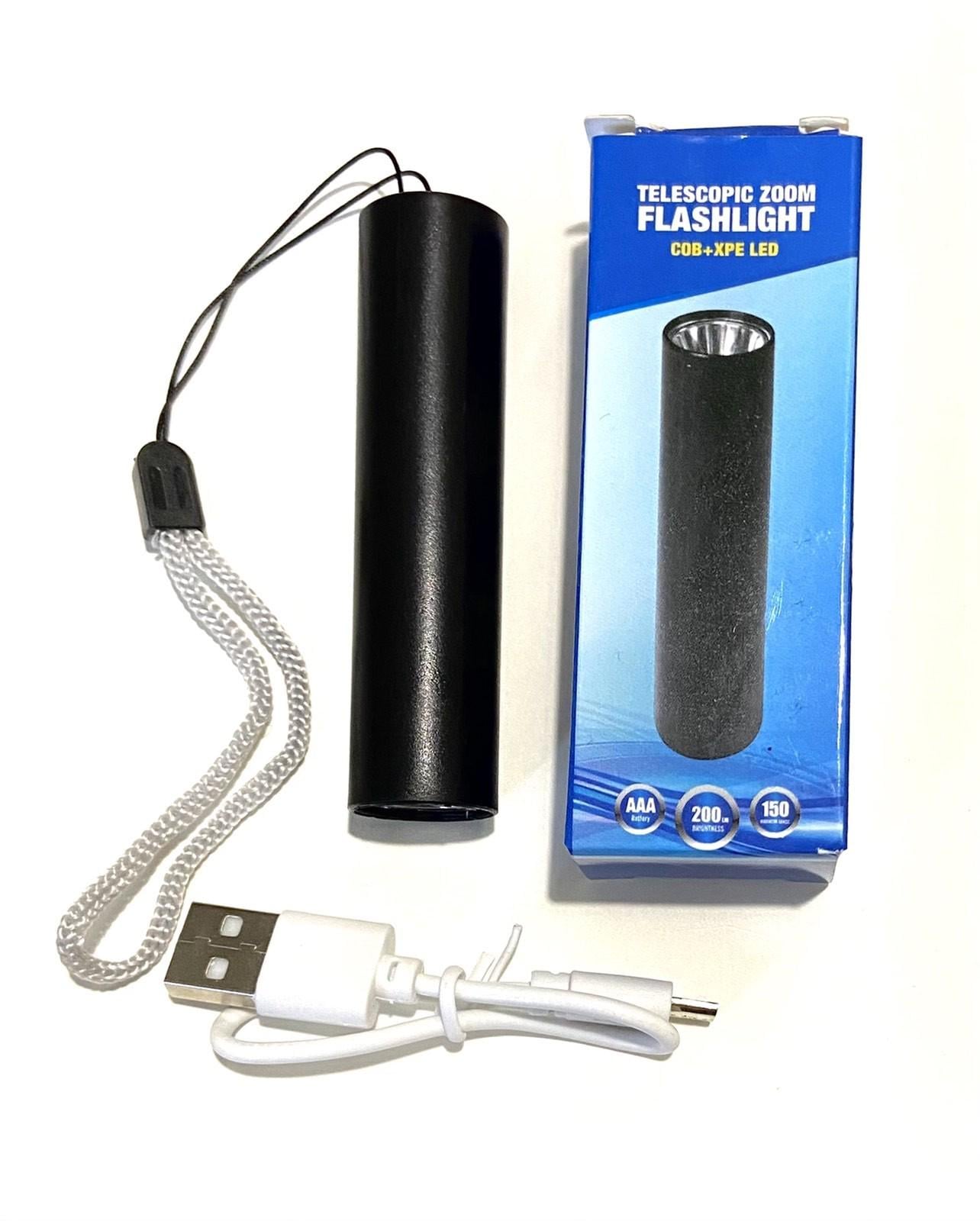 Фонарик ручной аккумуляторный Flashlight 517 зарядка USB 8 см Черный