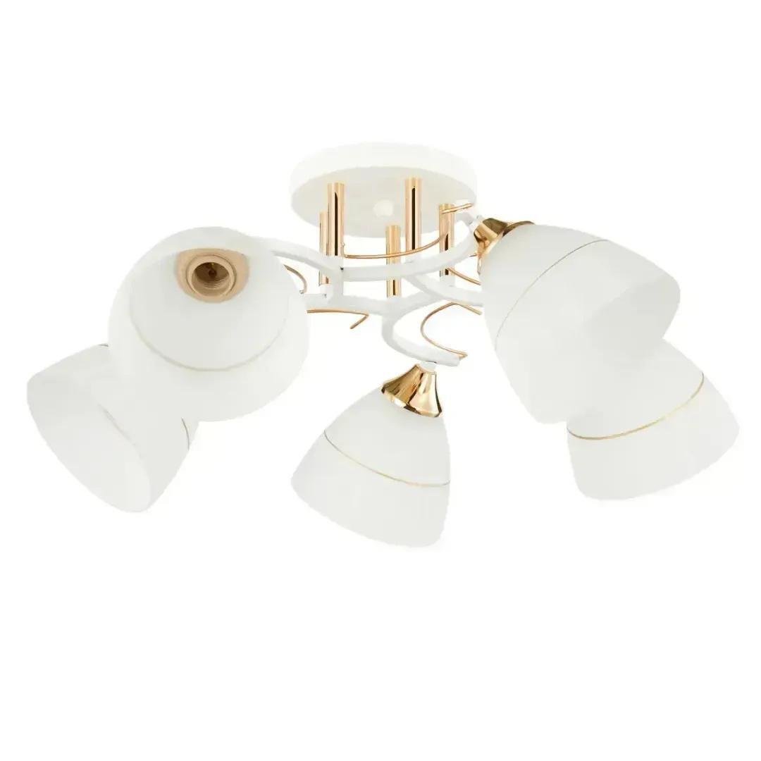 Люстра стельова Interees V 6119-5 WH+FG на п'ять матових плафонів під лампу Е27 IP20 Білий/Золотий (00000140792)