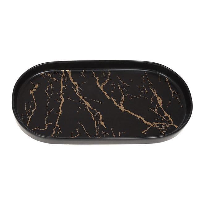 Блюдо порцелянове Flora Мармурова розкіш овальна 31х17 см Чорний (33355)