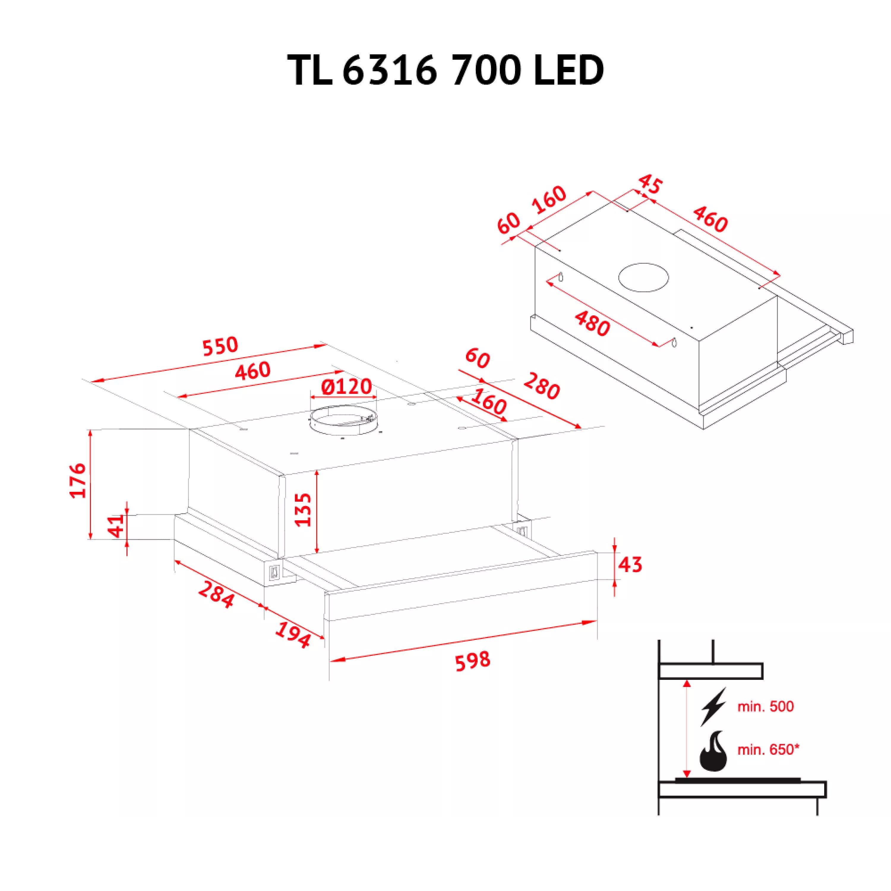 Вытяжка Perfelli TL 6316 WH 700 LED - фото 11 Вытяжка Perfelli TL 6316 WH 700 LED - фото 11