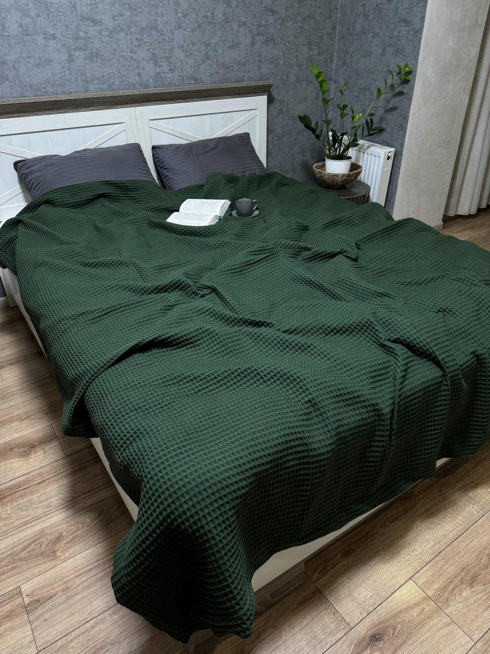 Покрывало летнее вафельное двуспальное Зеленый (Д-post-vafl-004) Покрывало летнее вафельное двуспальное Зеленый (Д-post-vafl-004)
