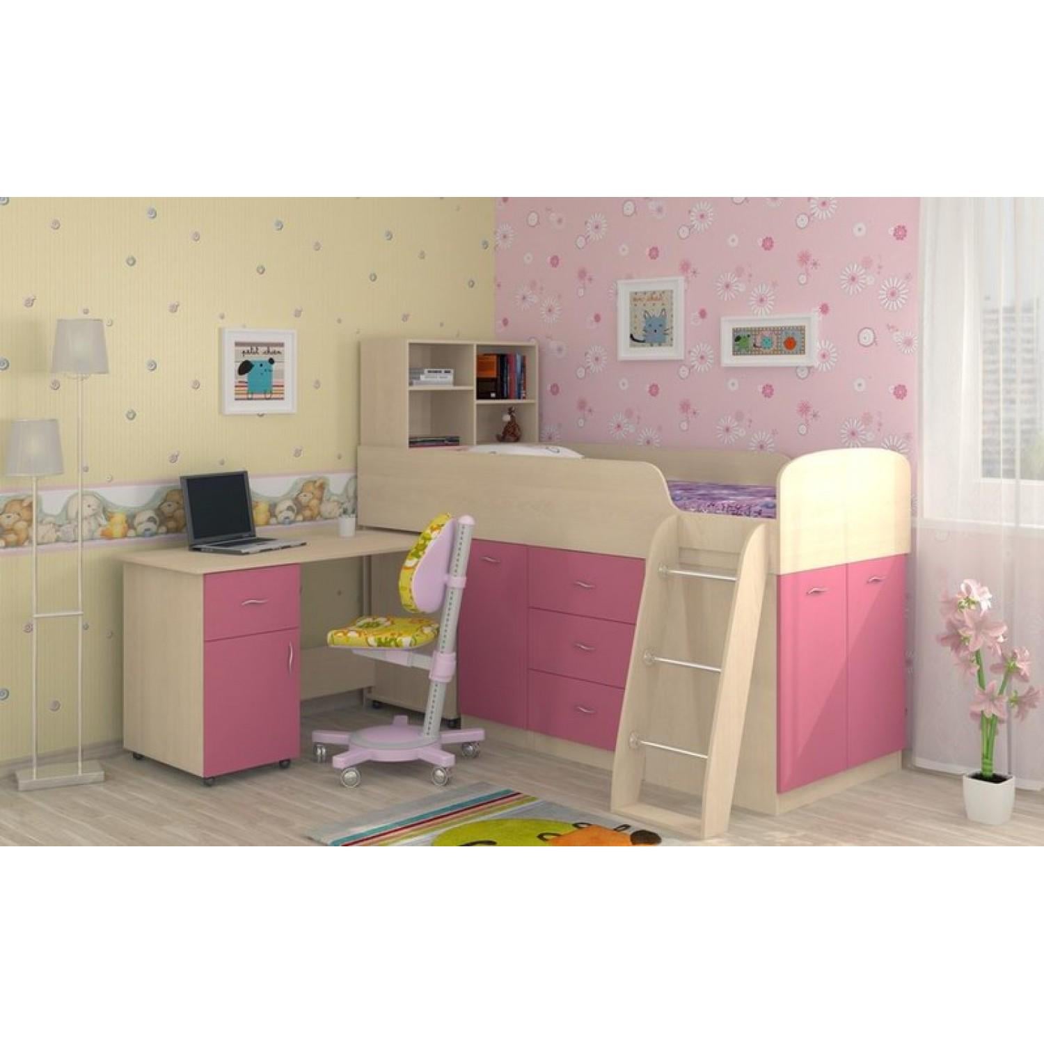 Кровать-чердак детский со шкафом и рабочей зоной CH-004 80х190 см (100049)