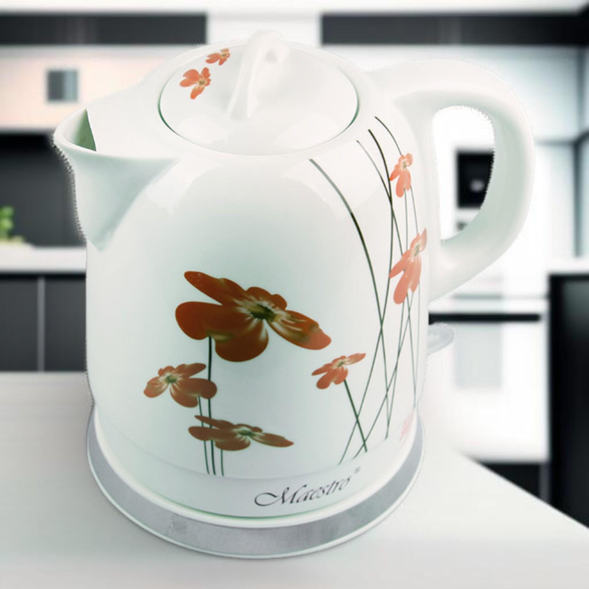 Електрочайник Maestro MR-066-RED-FLOWERS керамічний корпус 1,5 л 1200 Вт Білий (32519463)