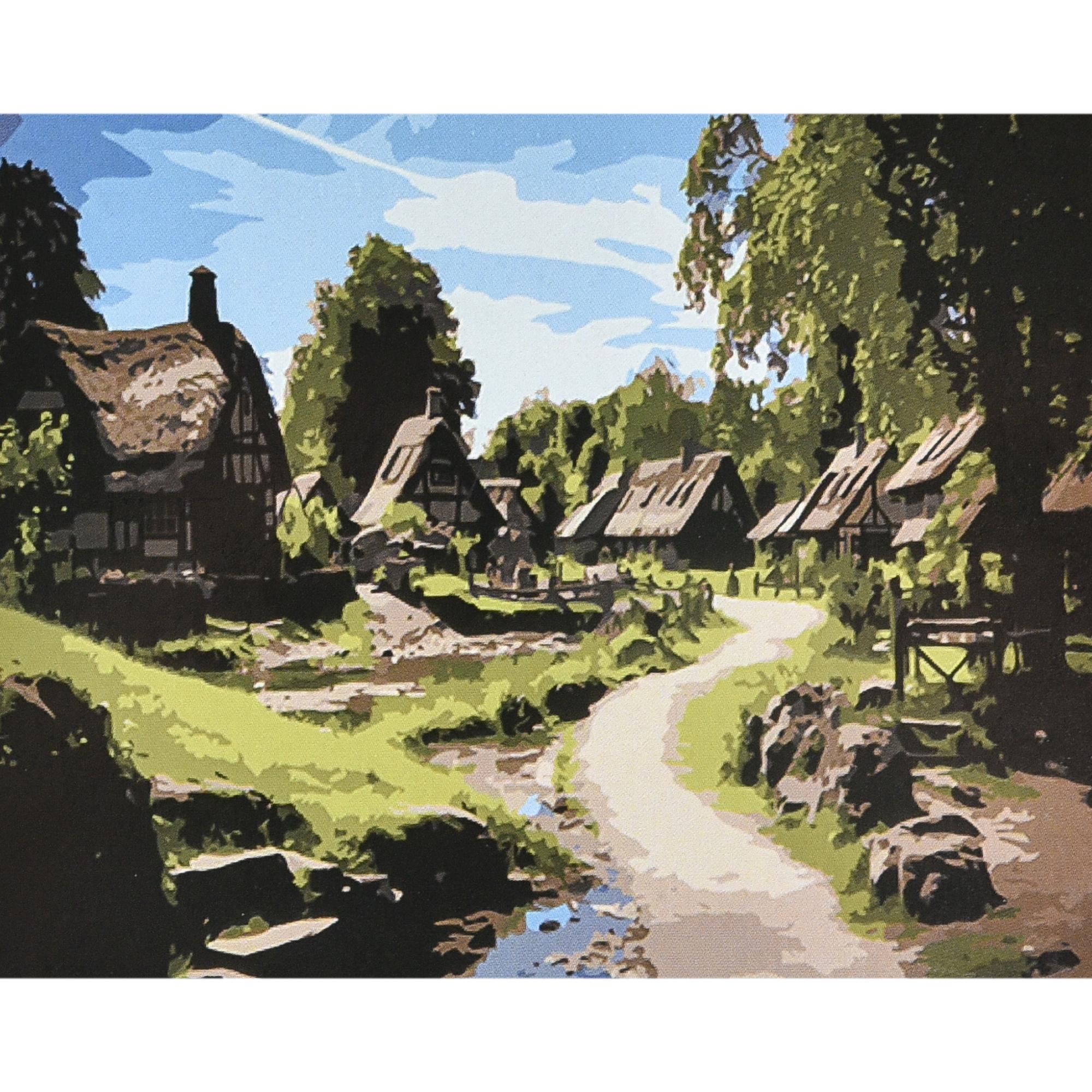 Картина за номерами Strateg Преміум Село в обіймах природи з лаком та рівнем 40x50 см (Str-VA-4637) Картина за номерами Strateg Преміум Село в обіймах природи з лаком та рівнем 40x50 см (Str-VA-4637)