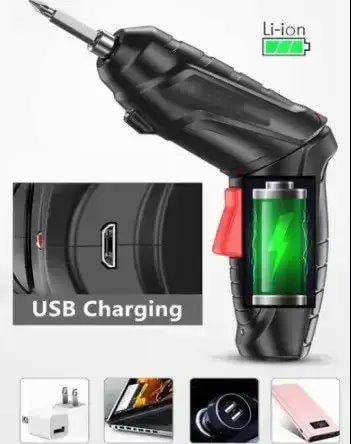 Шуруповерт акумуляторний поворотний з насадками 47 в 1 USB у пластиковій валізі - фото 2 Шуруповерт акумуляторний поворотний з насадками 47 в 1 USB у пластиковій валізі - фото 2