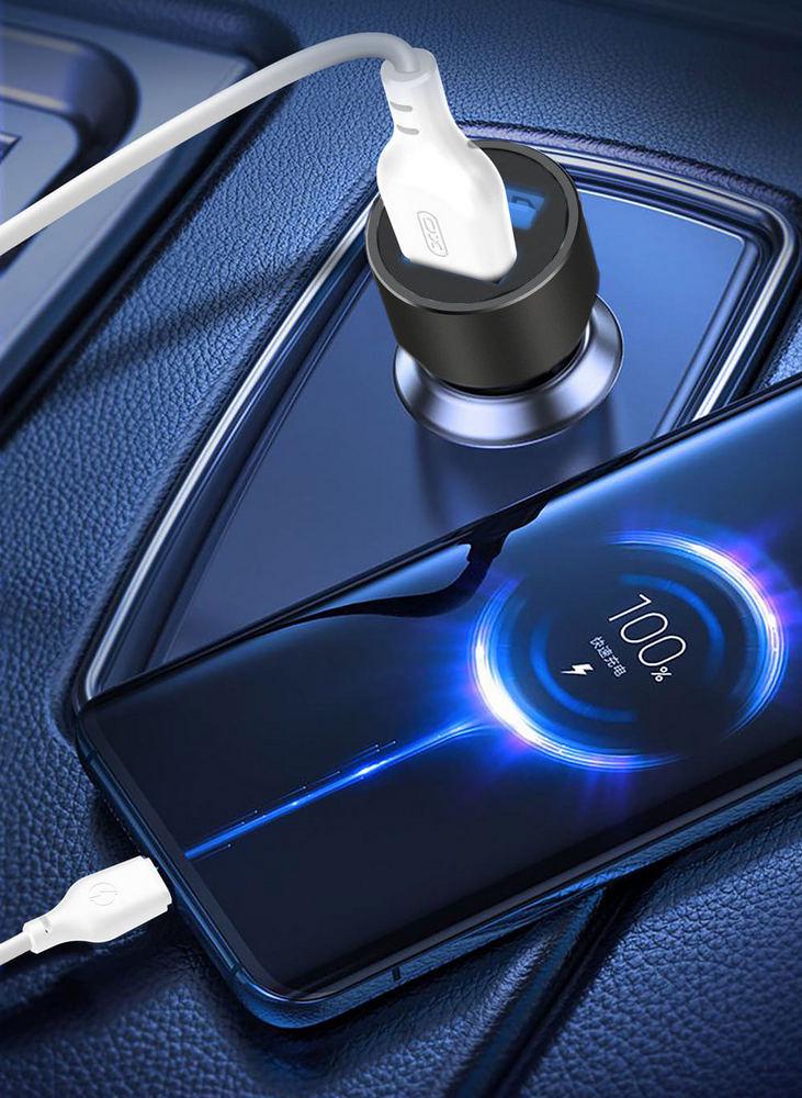 Устройство зарядное автомобильное Xo TZ09 2 USB кабель Type C 2,4A Black (27499) - фото 2 Устройство зарядное автомобильное Xo TZ09 2 USB кабель Type C 2,4A Black (27499) - фото 2