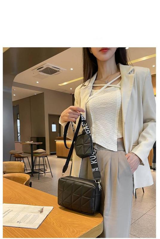 Сумка месенджер жіноча з плечовим ремінцем та гаманцем Чорний - фото 3