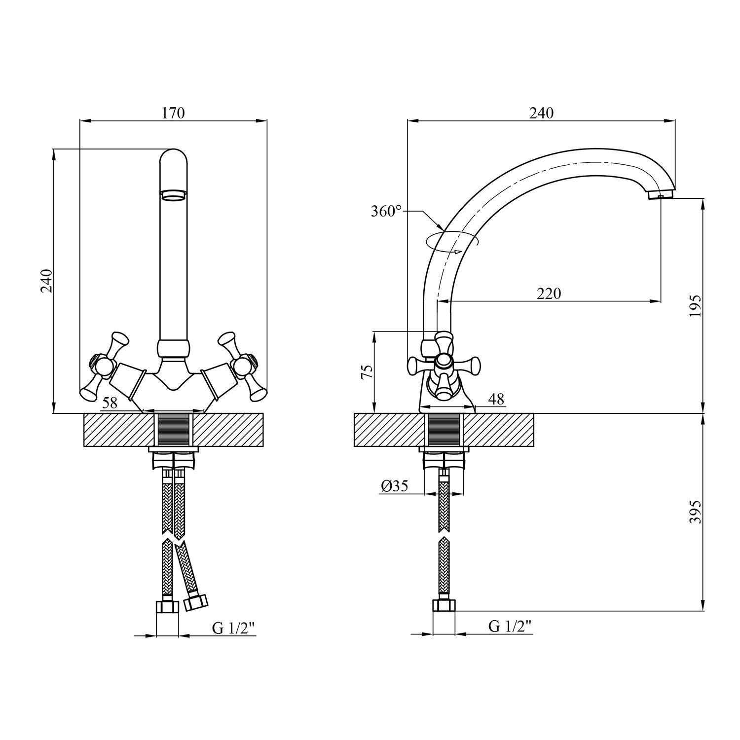 Змішувач для кухні Kroner KRM Rhein C032 (CV017352) - фото 2 Змішувач для кухні Kroner KRM Rhein C032 (CV017352) - фото 2