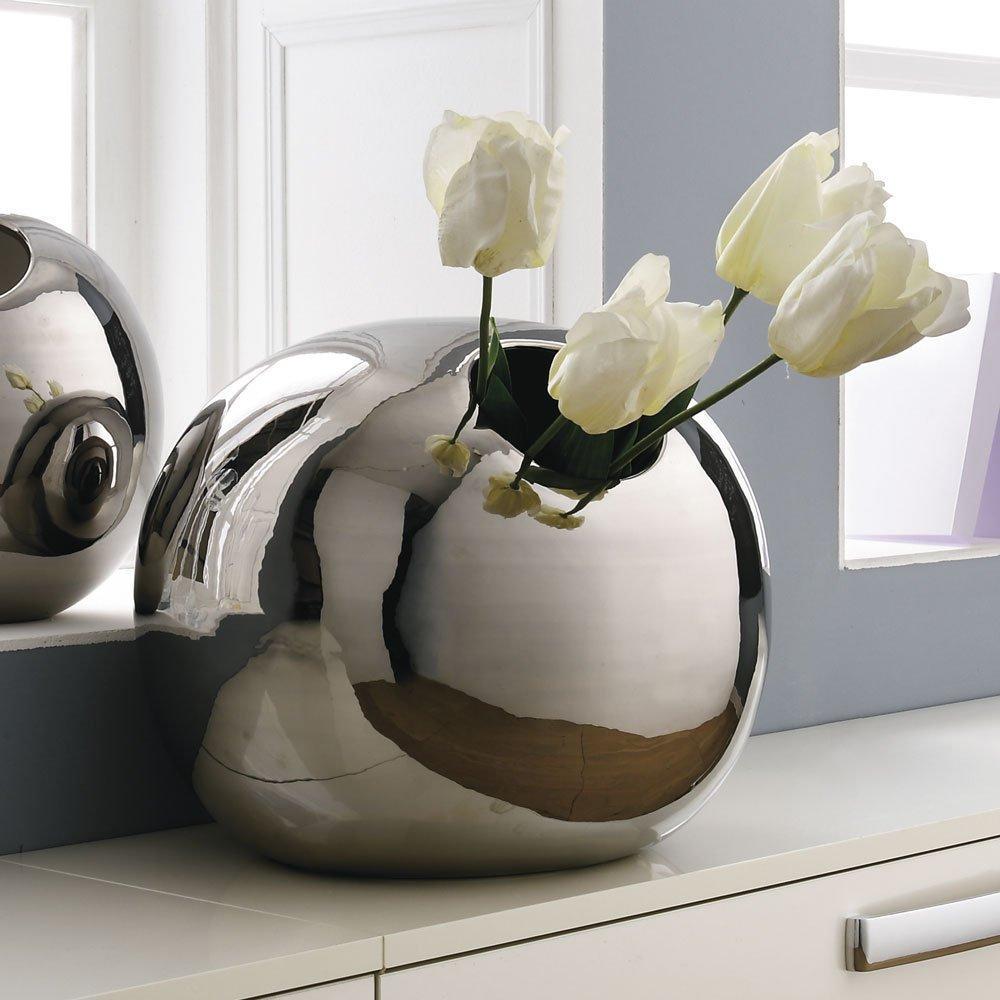 Ваза керамическая Adriani Rossi Sfera  22x18 см Платина (34592)