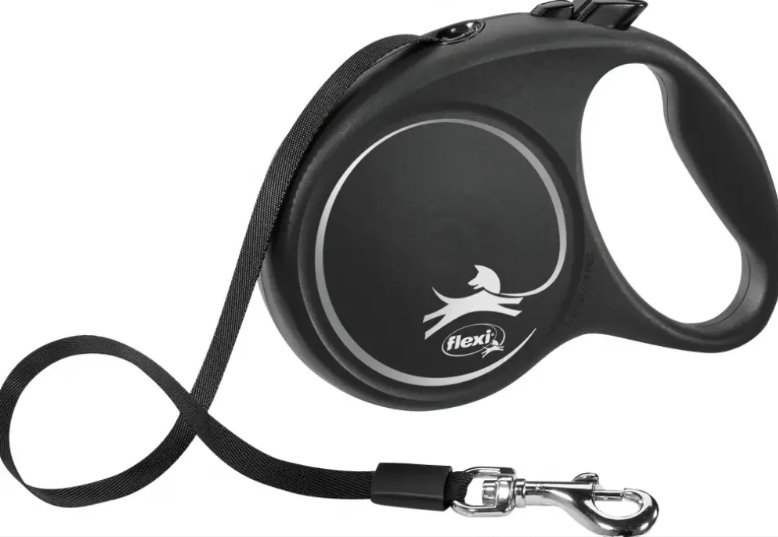 Рулетка-повідець для собак Flexi Black Design S стрічка 5 м до 15 кг Сріблястий (10273)
