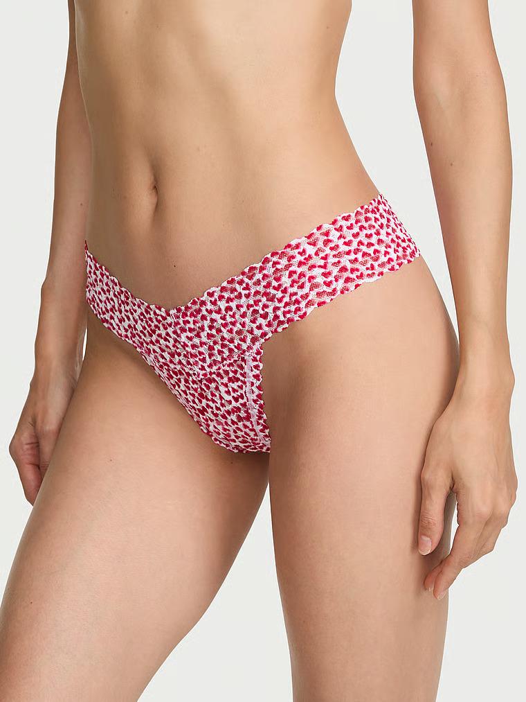 Трусики Victoria’s Secret Lace Thong Panty Hearts M Белый (27188041)