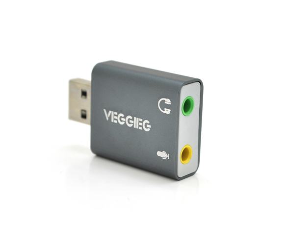 Контроллер звуковий Veggieg US3-B USB-sound card 7.1 Blister-Box Grey - фото 1