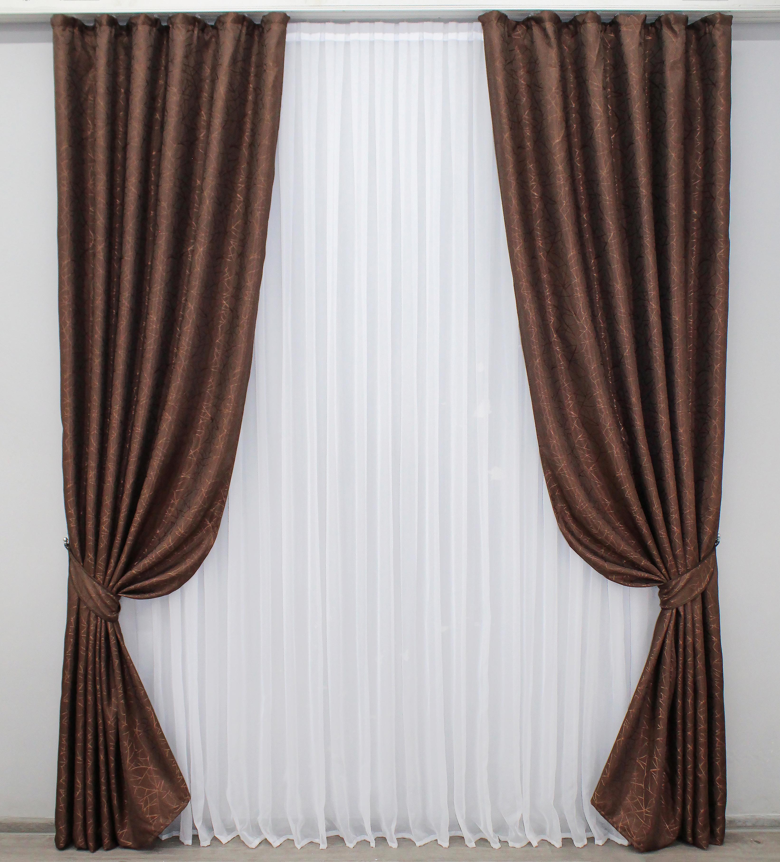 Комплект готовых штор VR-Textil Жаккард Саванна № 525ш 150х270 см 2 шт. Светло-коричневый (30-266)