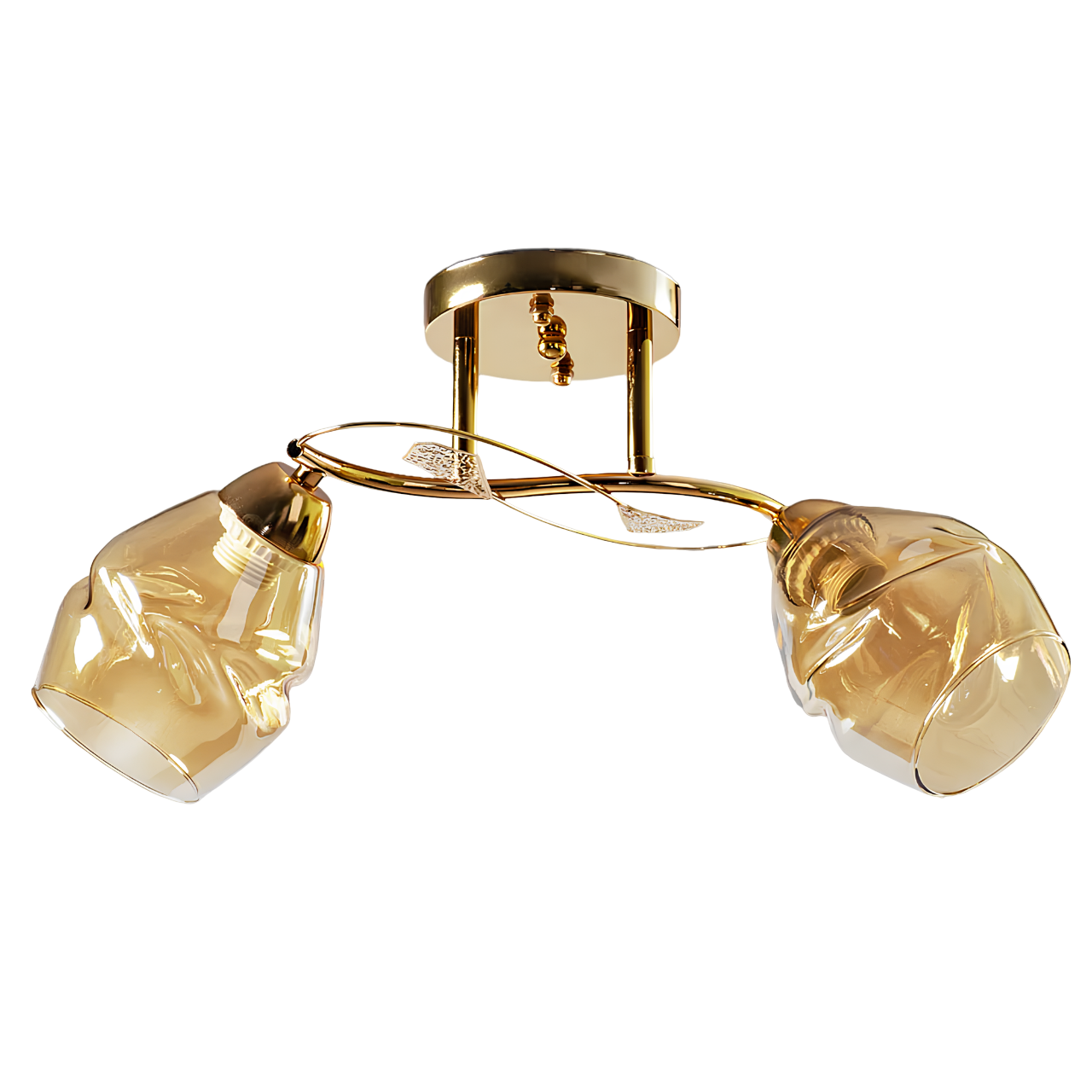 Люстра Svet с двумя плафонами из стекла под лампы Е27 Золотой (SC-9143/2 FG)
