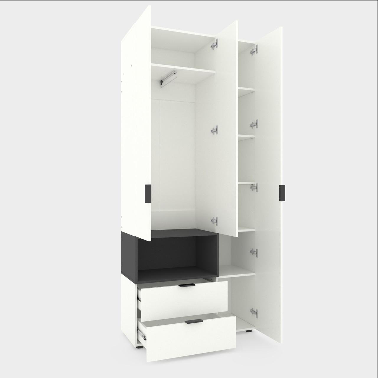 Шкаф Metkas Home A002L ЛДСП 1000x420x2300 мм Белый Снег/Антрацитовый - фото 1 Шкаф Metkas Home A002L ЛДСП 1000x420x2300 мм Белый Снег/Антрацитовый - фото 1