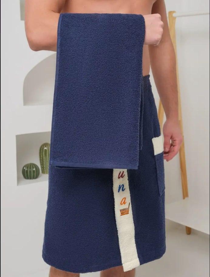 Набор полотенец мужских для сауны Махра Синий (2226882006) - фото 4 Набор полотенец мужских для сауны Махра Синий (2226882006) - фото 4