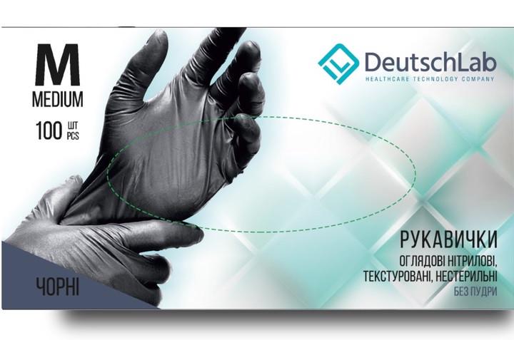 Перчатки обзорные DeutschLab нитриловые нестерильные текстурированные без пудры 100 шт. M Черный (000026154)