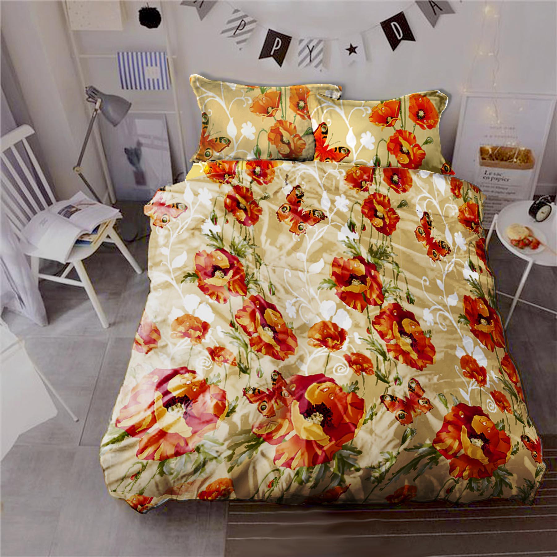 Комплект постельного белья Zastelli 11275 Маки бязь евро 200х220 Оранжевый