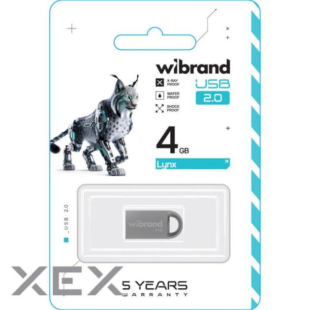 Флэш-память USB моноблок Wibrand USB 2.0 Lynx 4 Gb WI2.0/LY4M2S Silver (600969) - фото 2