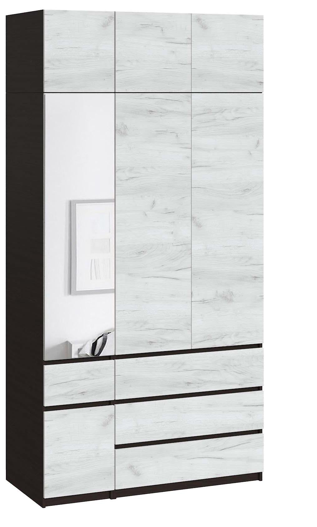 Шкаф с зеркалом Мастер Форм Брайт 1300х520х2400 мм левосторонний Венге магия/Дуб крафт белый (32711)