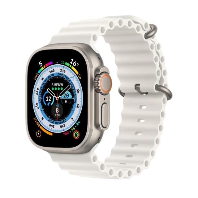 Ремешок силиконовый Ocean Band для Apple Watch 42/44/45/49 мм Series Ultra/SE/8/7/6/5/4/3/2/1 Белый - фото 1