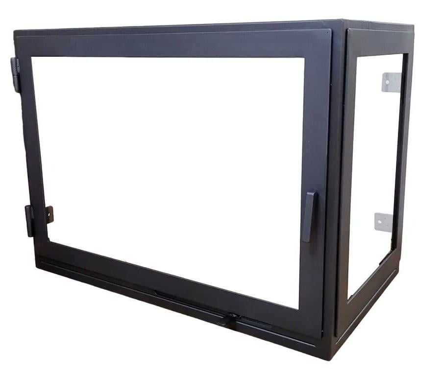 Угловая дверца для камина с жаропрочным стеклом 495x705x395 мм (13698874)