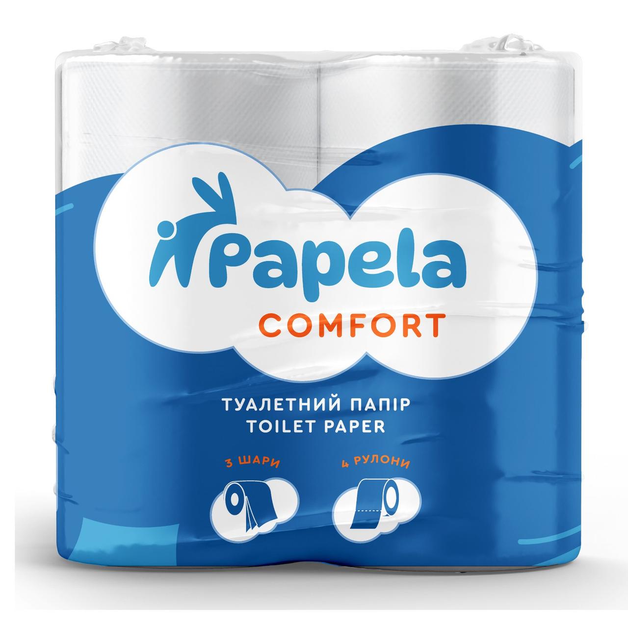 Туалетная бумага Papela Comfort целлюлозная трехслойная 4 рулона