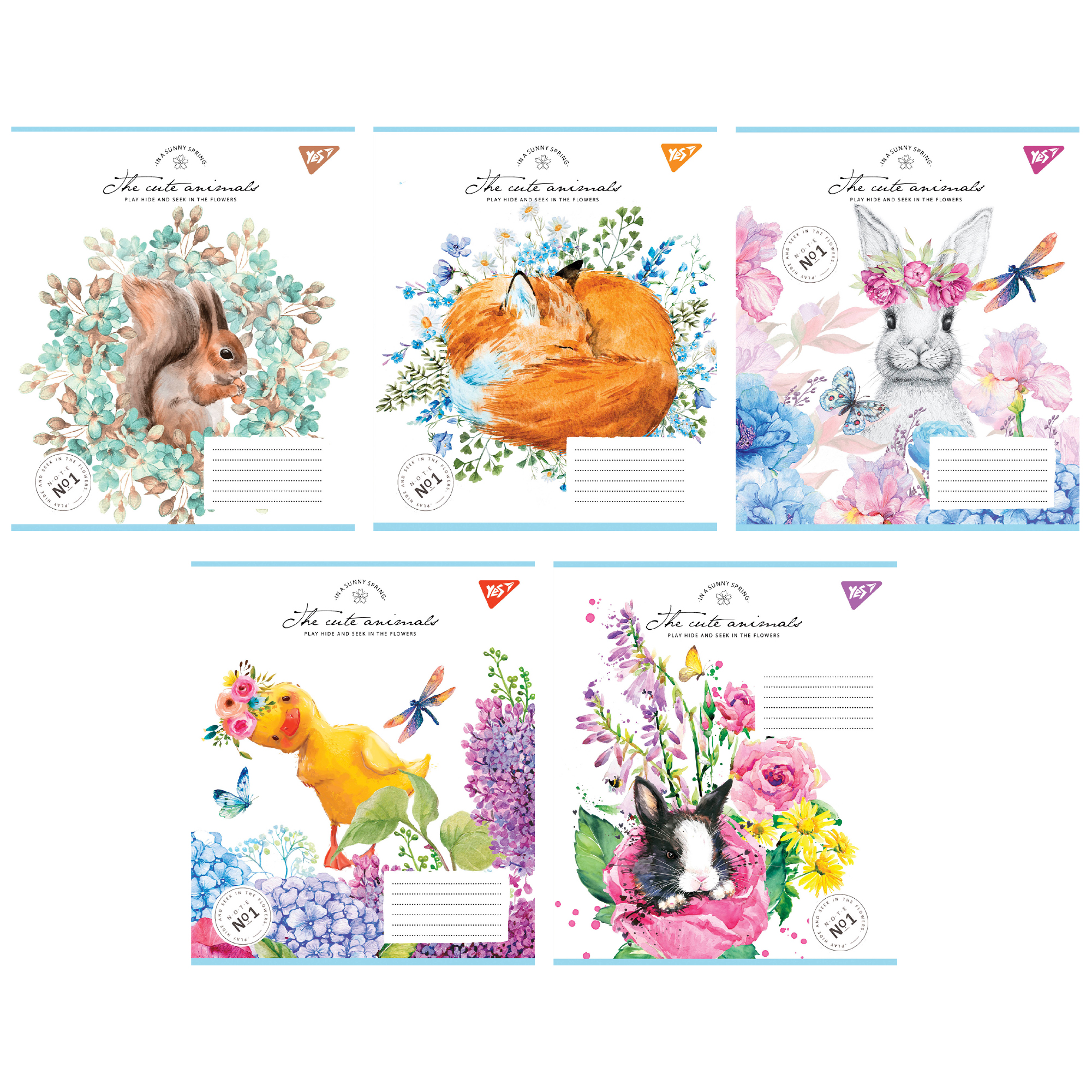 Набор тетрадей школьных YES Sunny spring А5/12 линия 25 шт. (766952)