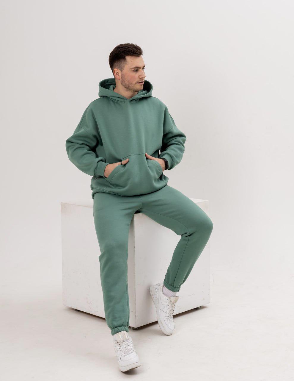 Спортивный костюм мужской Oversize Demi с начесом L/М Зеленый (BL7390-888)