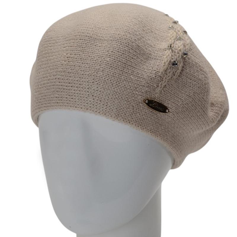 Берет женский осенний двойной Lirus Ожерелье с узором и стразами Льняной