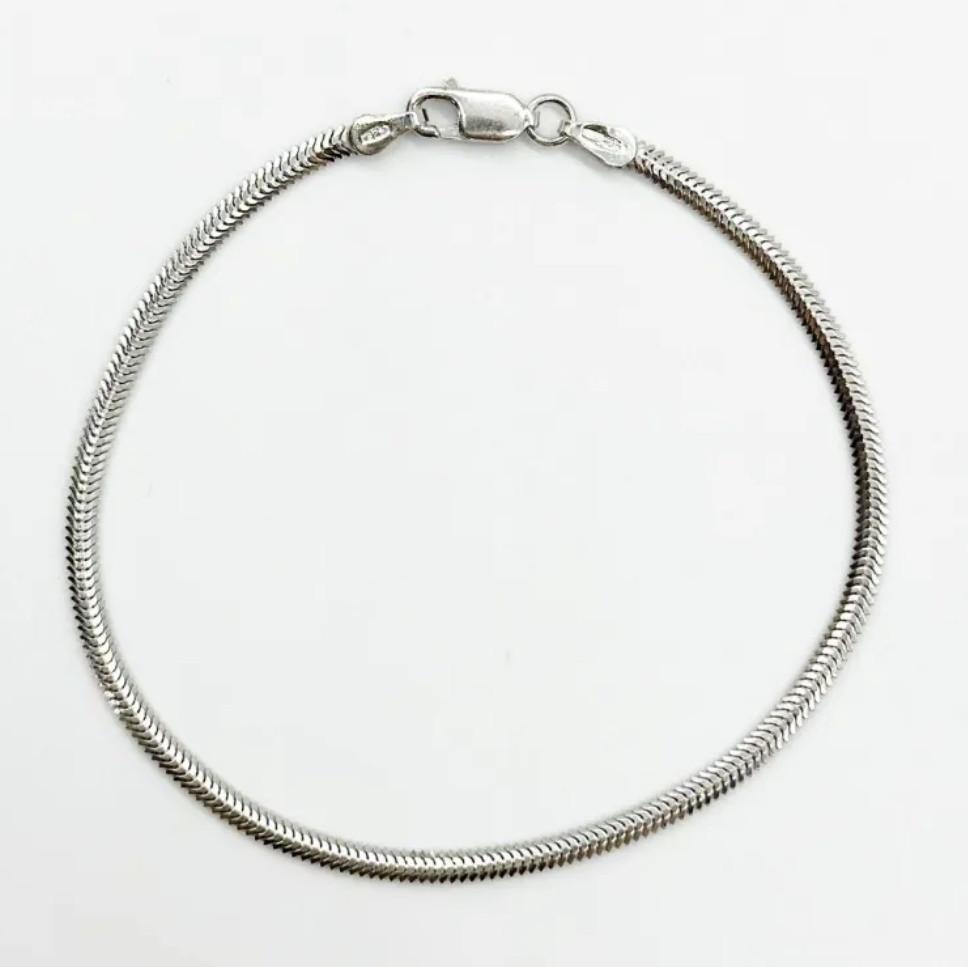 Браслет плоский снейк без камней серебро 925 пробы родированное 5,50 г 20 см (222р3/20)