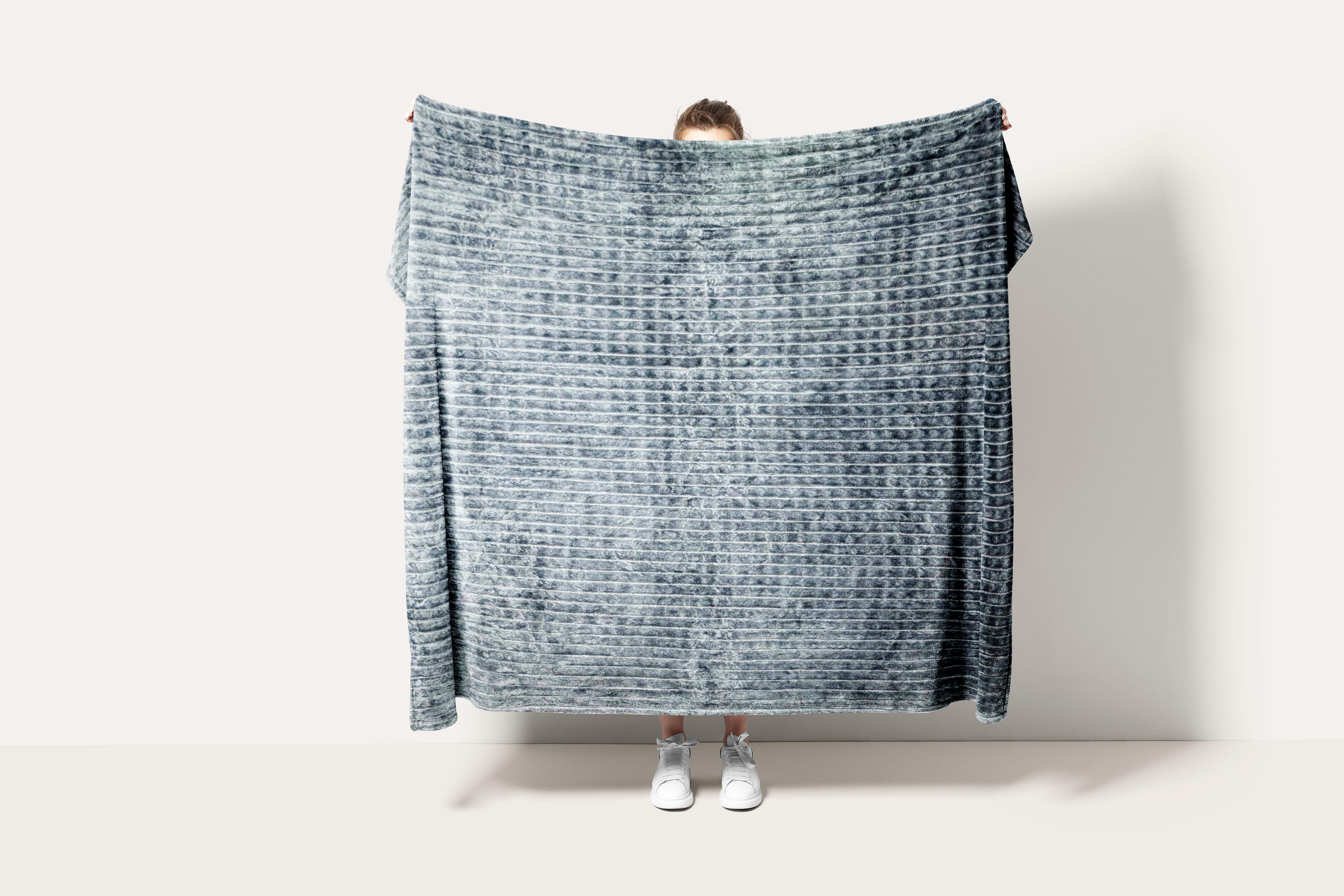 Плед плотный флисовый Квадратик 148х215 см Серый (F-2703grey/x150)