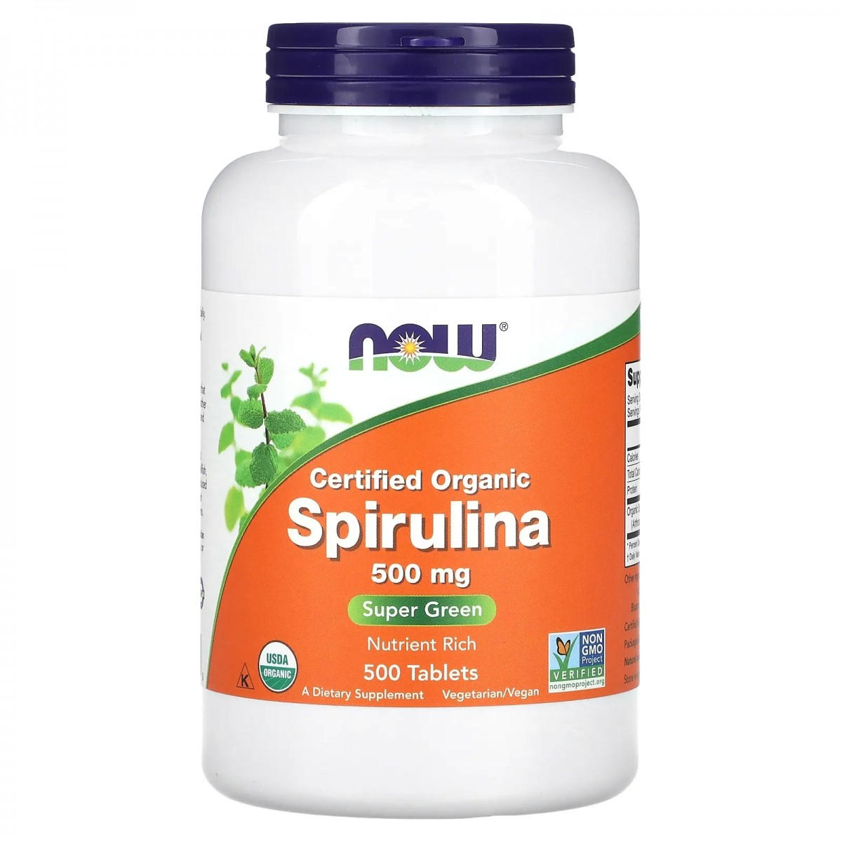 Добавка Спирулина NOW Certified Organic Spirulina 500 mg 500 tab