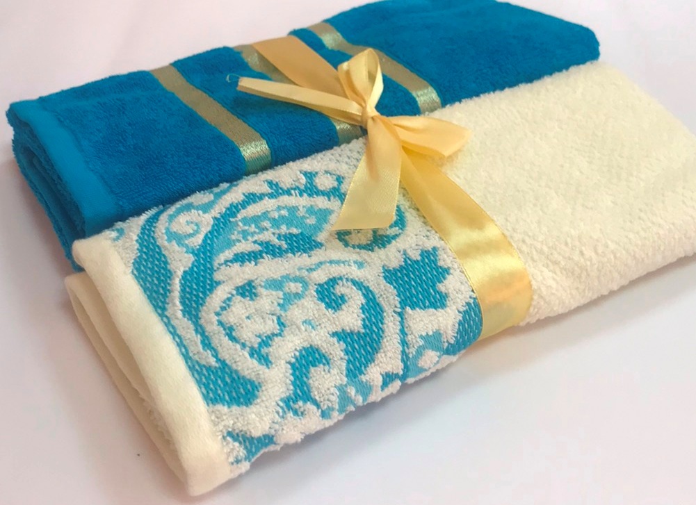 Подарочный набор полотенец Ideal 50х90 см Синий/Бежевый (1461179)