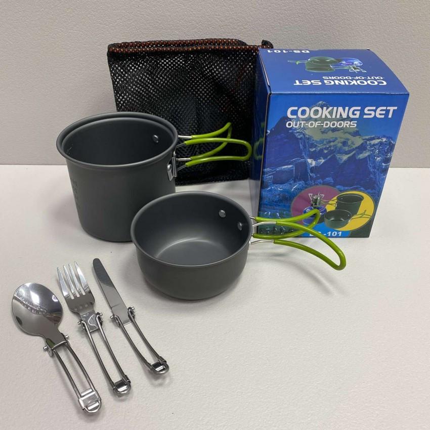 Набір туристичного посуду Cooking Set DS-101/6017 з зеленими ручками (2223745059) - фото 3