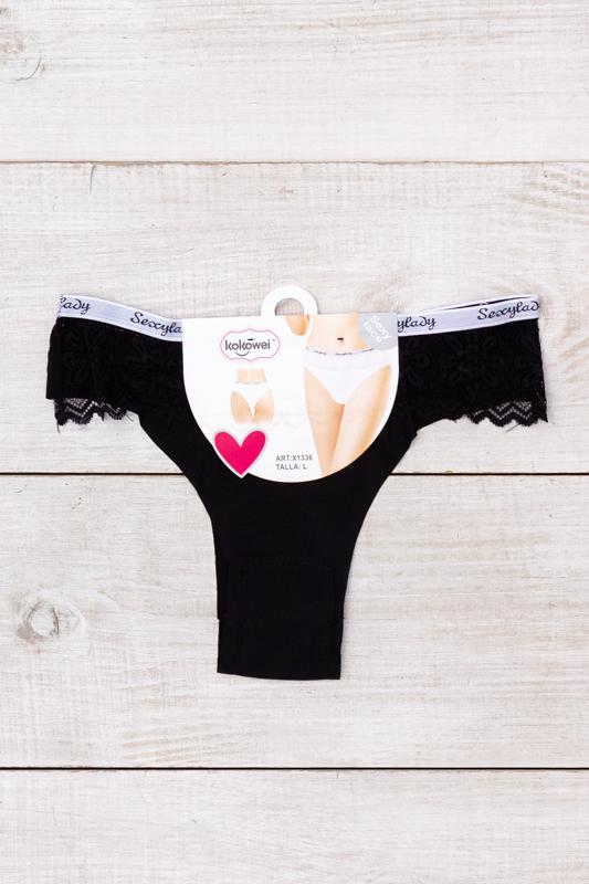 Труси-стринги жіночі з мереживом Носи Своє L Чорний (15982)