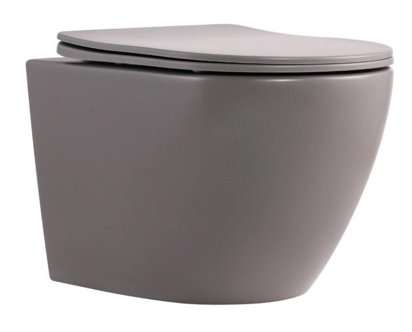 Унитаз подвесной Qtap Robin Ultra Quiet с сиденьем Slim Duroplast/Soft-close/Quick Release Stone Grey (QTROB26SG48996)