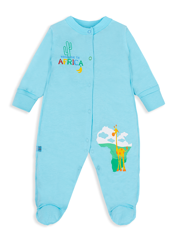 Комбинезон детский для мальчика Gabbi КВ-20-11 Африка летний на кнопках 62 см Бирюзовый (12073)
