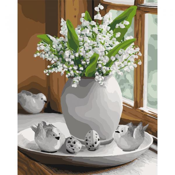 Набор для росписи по номерам Идейка Ландыш на подоконнике 40х50 см (КНО3077-mt)