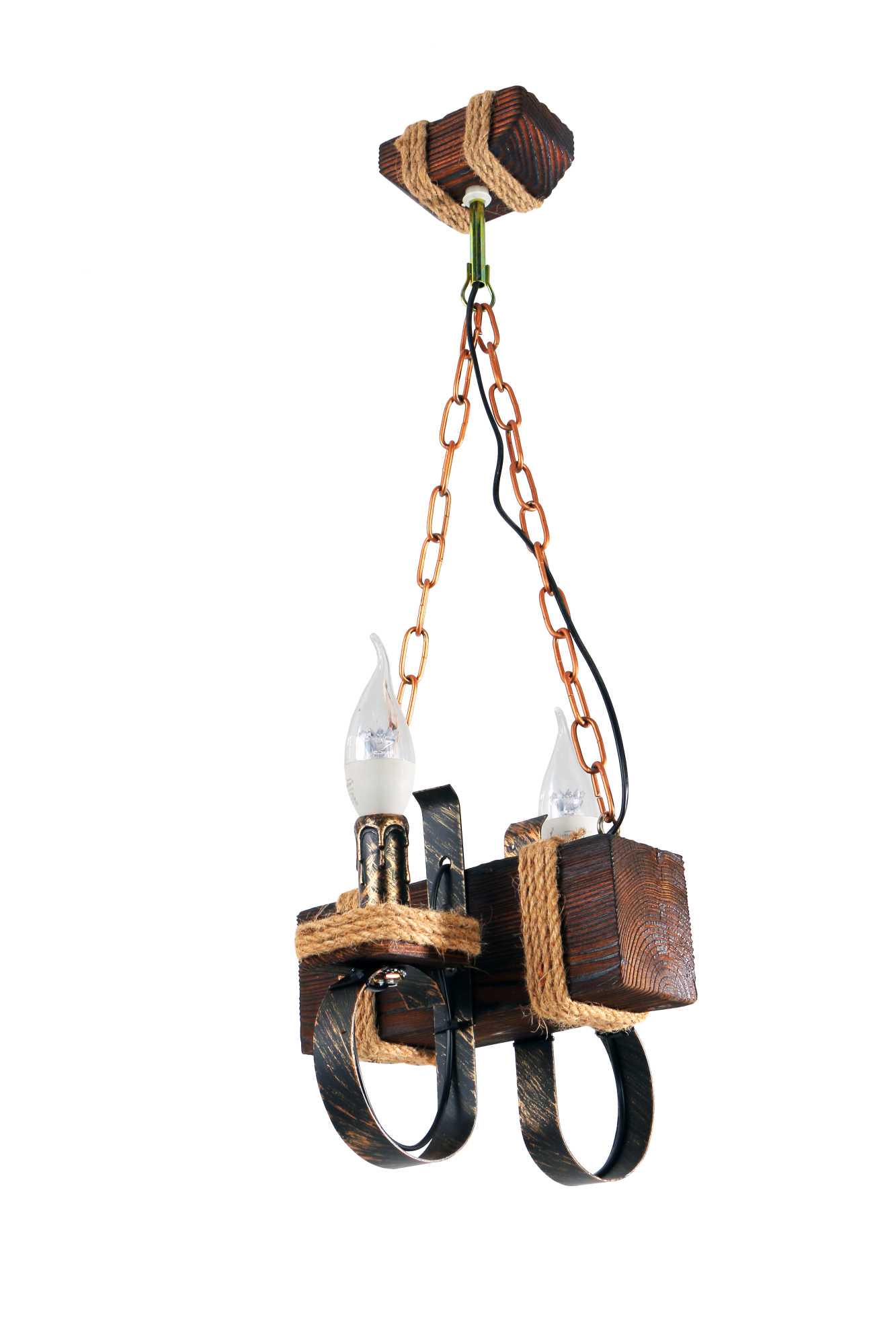 Люстра деревянная Sirius S7032/2 темное обжиг на 2 лампочки (000011368)