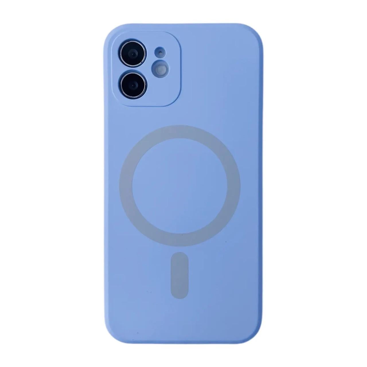 Силиконовый Чехол Silicone Case Закрытая камера с MagSafe для iPhone 12 Голубой