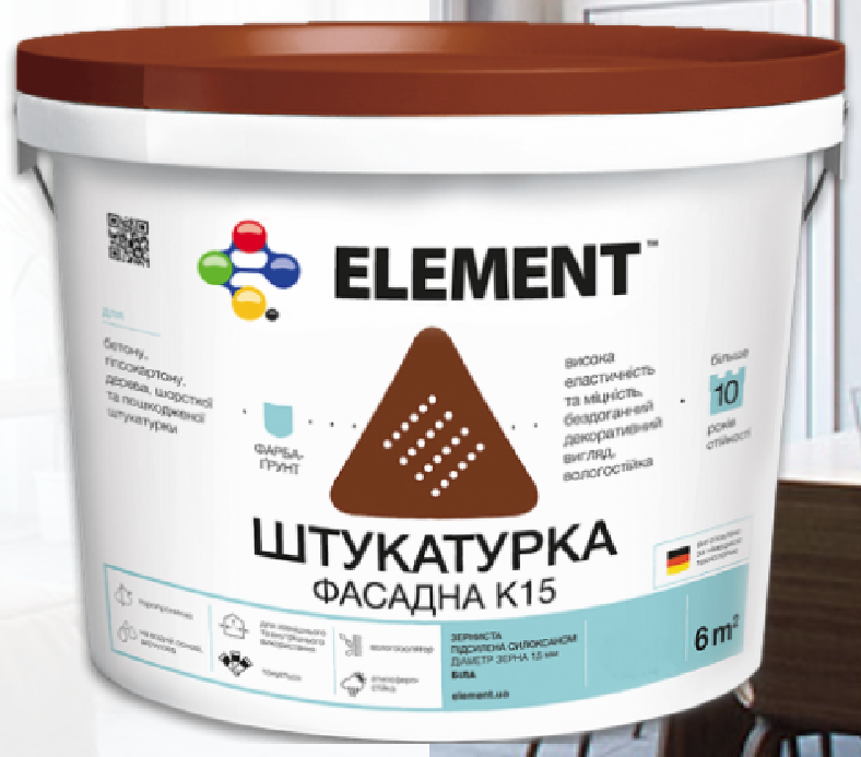 Штукатурка фасадная силиконовая Element К15 Зернистая 25 кг (27709963)