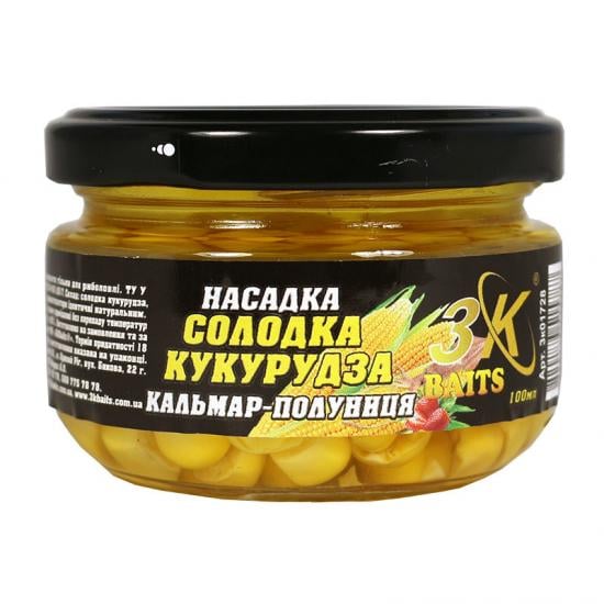 Насадка 3KBaits Premium Солодка кукурудза Кальмар-полуниця 150 мл (3KB1837) - фото 1 Насадка 3KBaits Premium Солодка кукурудза Кальмар-полуниця 150 мл (3KB1837) - фото 1