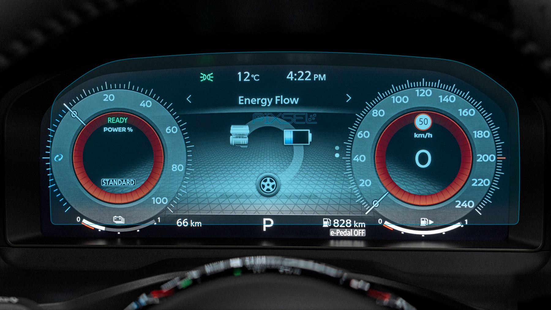 Защитное стекло Pixsel гибридное матовое на панель приборов Nissan QASHQAI 12,1" 2022