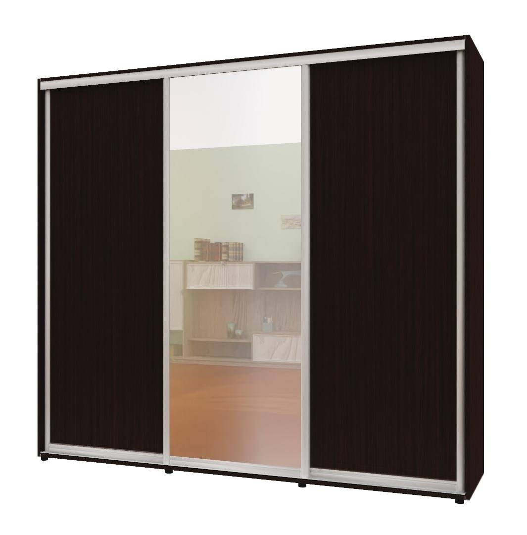Шкаф-купе трехдверный Комфорт Мебель ДСП/Зеркало/ДСП Макси 240х60х240 см Венге