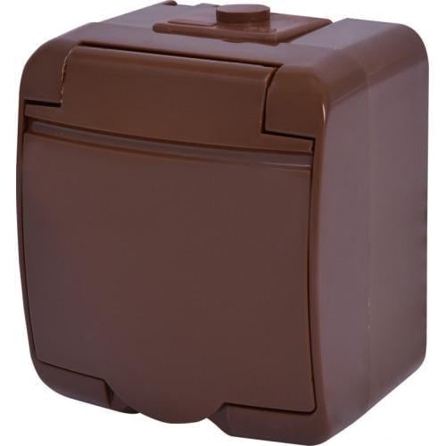 Розетка одинарна ETI Schuko RHE-1s-KR з з/к IP54 Коричневий (4668050)