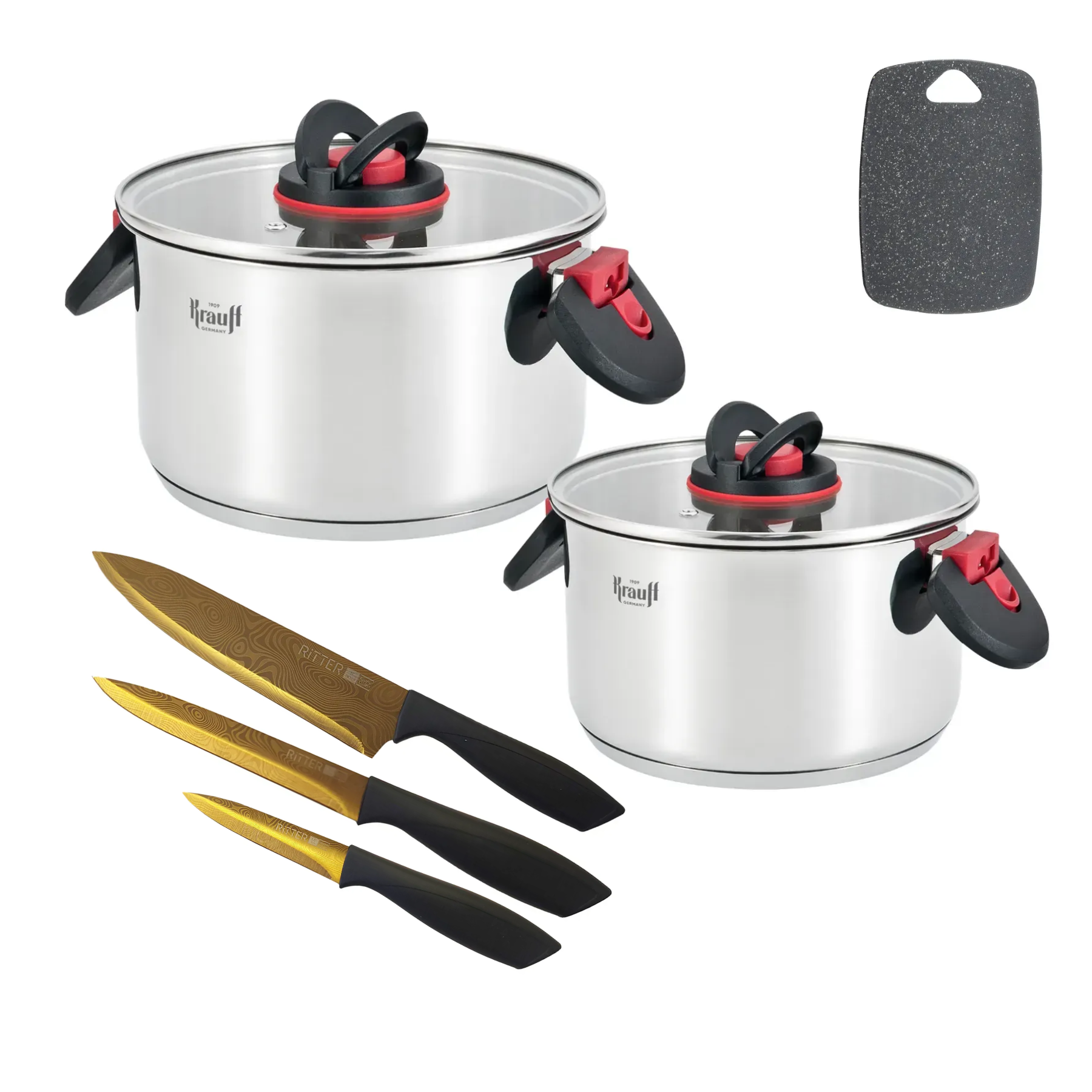 Набір каструль Krauff Prime Chef 2 шт. з кухонною дощечкою (55-333-578)