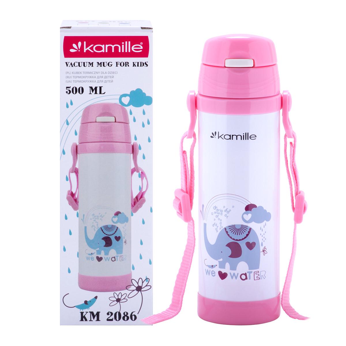 Термопляшка дитяча Kamille KM-2086 з нержавіючої сталі 550 мл Рожевий (29-84-2086RZ)
