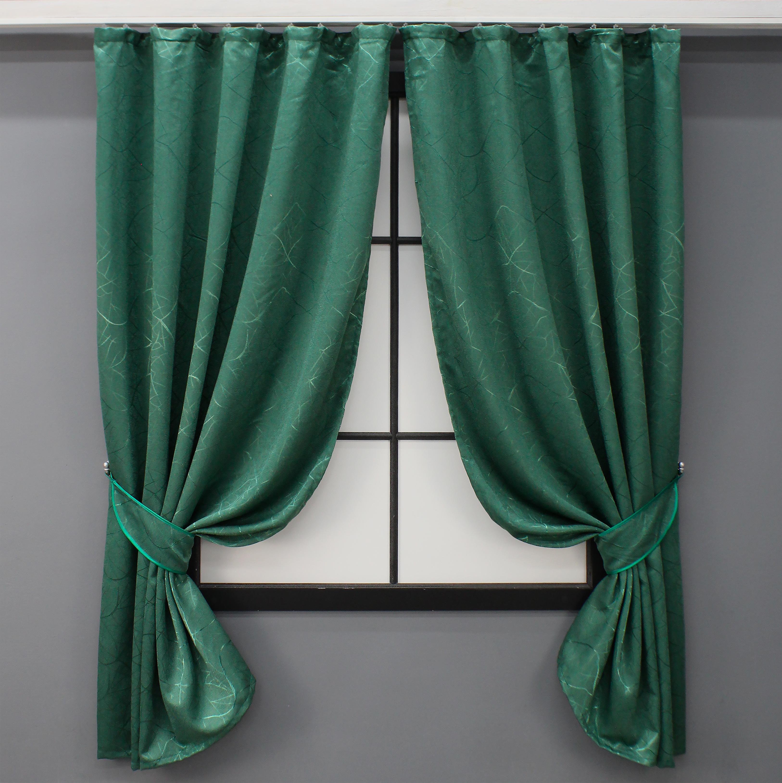 Комплект коротких штор VR-Textil № 633ш Саванна лен 130х170 см 2 шт. Темно-зеленый (35-0162)