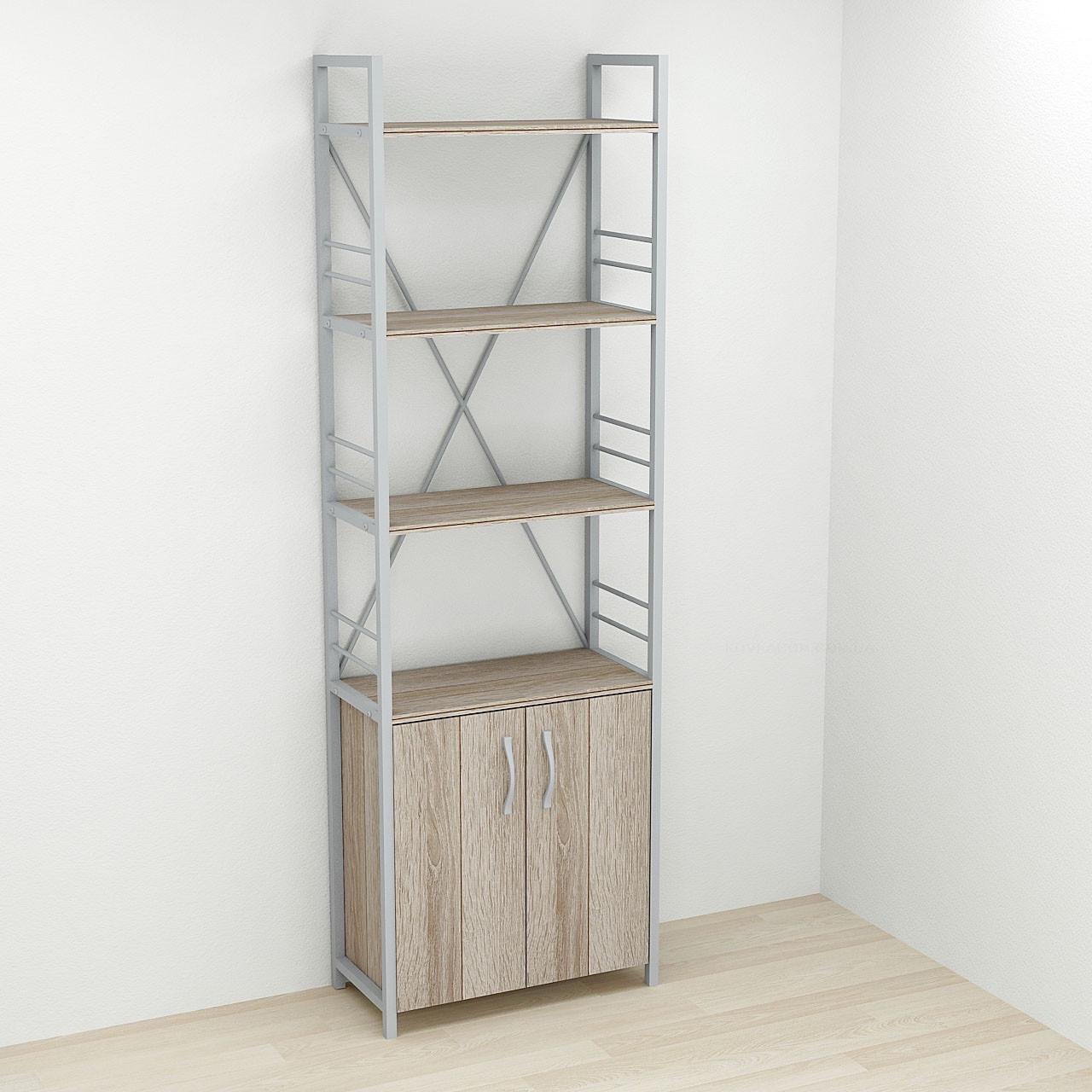 Этажерка Ferrum-decor 4/60 Коннект с тумбой 179x60x28 см Серый/Сонома Трюфель (FRD-102481)